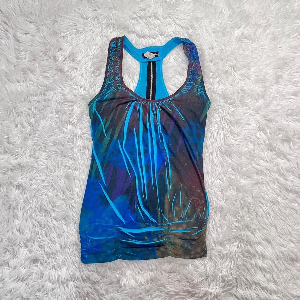 y2k multi colored tie dye print tank top small